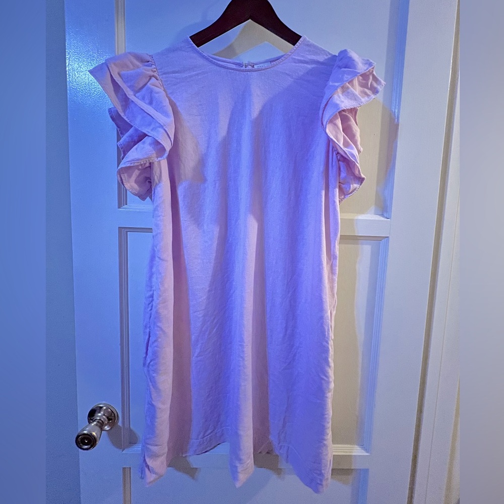 Lavender Midi dress with pockets for spring or summer - XL, Linen & Rayon blend